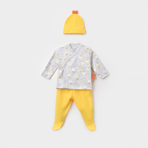 Bi̇Baby Chick and Chick 3 Pieces Set Yellow (3-6 Months)