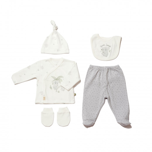 BiOrganic Koala Jungle Newborn 5 Pieces Set Grey (0-3 Months)