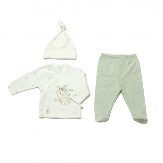 BiOrganic Koala Jungle Baby Side Snap Shirt Baby Set 3 Pcs Mint (0-3 Months)