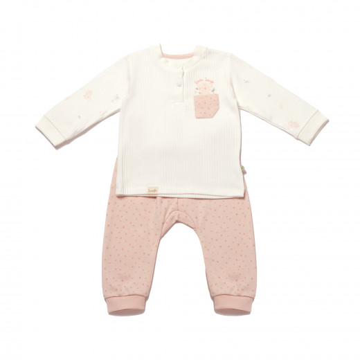 BiOrganic Koala Jungle Sweatshirt and Trousers Pink (6-9 Months)