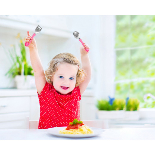 Babyjem Steel Spoon And Fork Pink