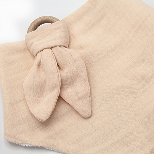 Babyjem Muslin Bib With Teether Salmon