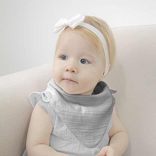 Babyjem Muslin Bib With Teether Grey