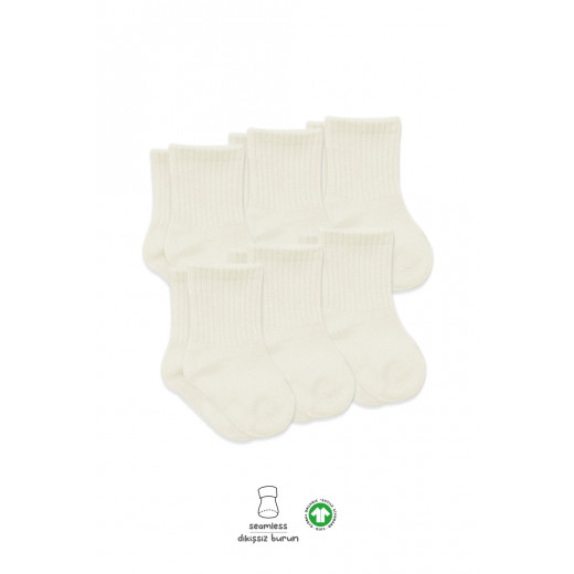 Bistyle 6-Pairs Combed Flat Quarter Socks (0-6 m) Beige