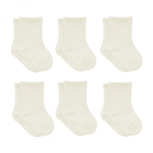 Bistyle 6-Pairs Combed Flat Quarter Socks (12-24 m) Beige