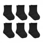 Bistyle 6-Pairs Combed Flat Quarter Socks (6-12 m) Black