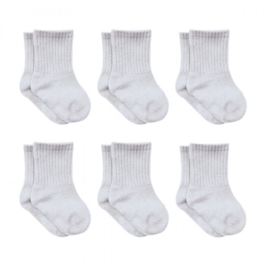 Bistyle 6-Pairs Combed Flat Quarter Socks (24-36 m) Grey