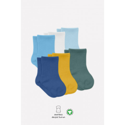 Bistyle Colors 6-Pairs Combed Flat Quarter Socks (24-36 m) Colored