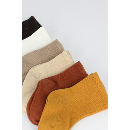 Bistyle Colors 6-Pairs Combed Flat Quarter Socks (6-12 m) Colored