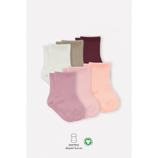 Bistyle Colors 6-Pairs Combed Flat Quarter Socks (6-12 m) Colored