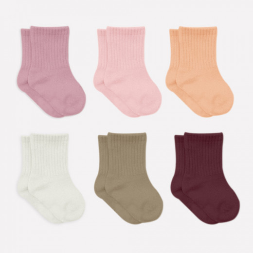 Bistyle Colors 6-Pairs Combed Flat Quarter Socks (24-36 m) Colored