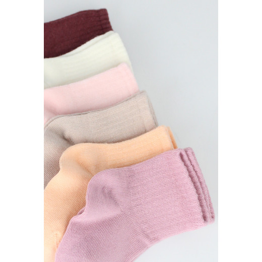 Bistyle Colors 6-Pairs Combed Flat Quarter Socks (24-36 m) Colored