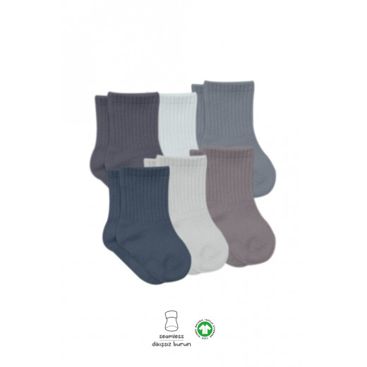 Bistyle Colors 6-Pairs Combed Flat Quarter Socks (12-24 m) Colored