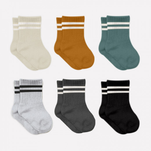 Bistyle 6-Pairs Combed Circlip Quarter Socks (12-24 m) Colored