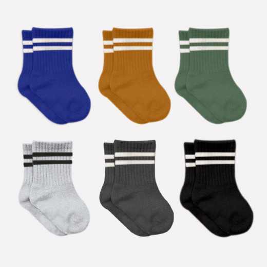 Bistyle 6-Pairs Combed Circlip Quarter Socks (12-24 m) Colored