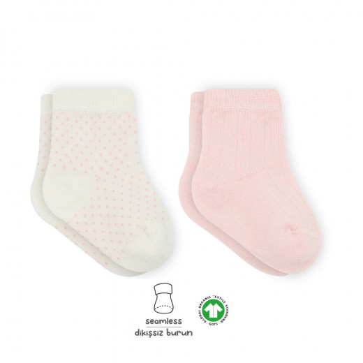 Bistyle Organic 2-Pairs Combed Socks (12-24 m) Pink