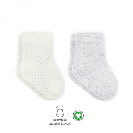 Bistyle Organic 2-Pairs Combed Socks (24-36 m) Grey