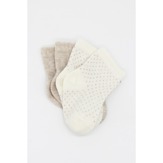 Bistyle Organic 2-Pairs Combed Socks (6-12 m) Beige