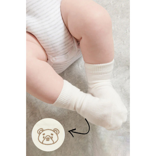 Bistyle Organic 2-Pairs Combed Non-slip Socks (6-12 m) Beige