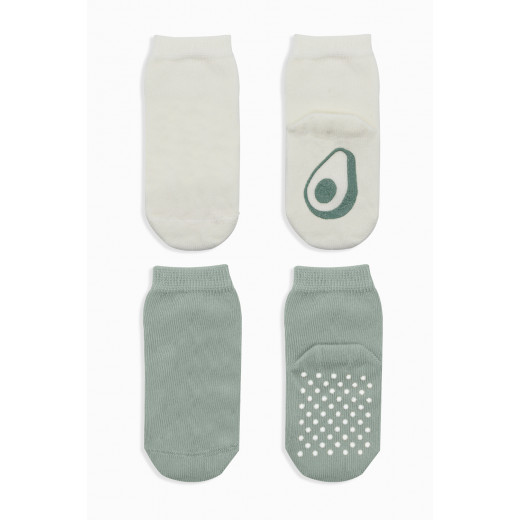 Bistyle Organic 2-Pairs Combed Non-slip Socks (0-6 m) Green