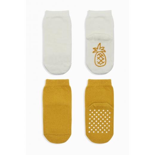 Bistyle Organic 2-Pairs Combed Non-slip Socks (6-12 m) Yellow