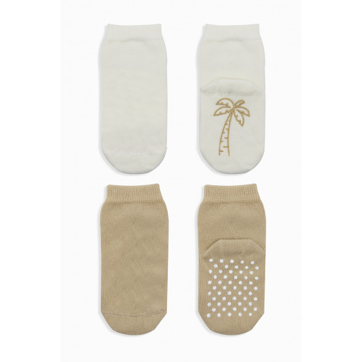 Bistyle Organic 2-Pairs Combed Non-slip Socks (12-24 m) Cream