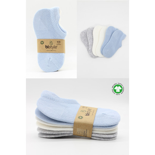 Bistyle 6-Pairs Combed Liner Socks (0-6 m) (Blue, Grey, Beige)