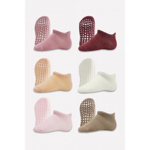 Bi̇style 6-Pairs Combed Non-Slip Liner Socks (6-12 m) Colored