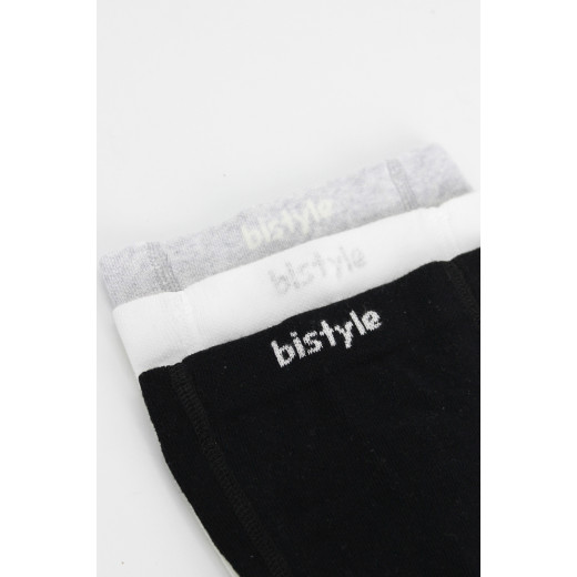 Bistyle 3-Pairs Combed Cotton Tights (24-36) (Black, Grey, White)