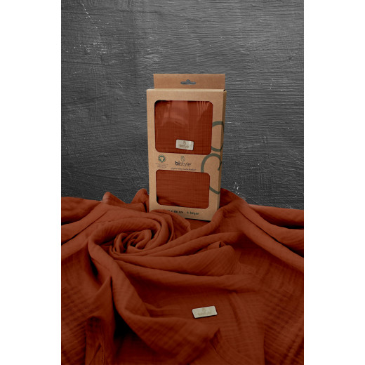 Bistyle Organic Muslin 4 Layers Blanket (120x120 cm) Orange