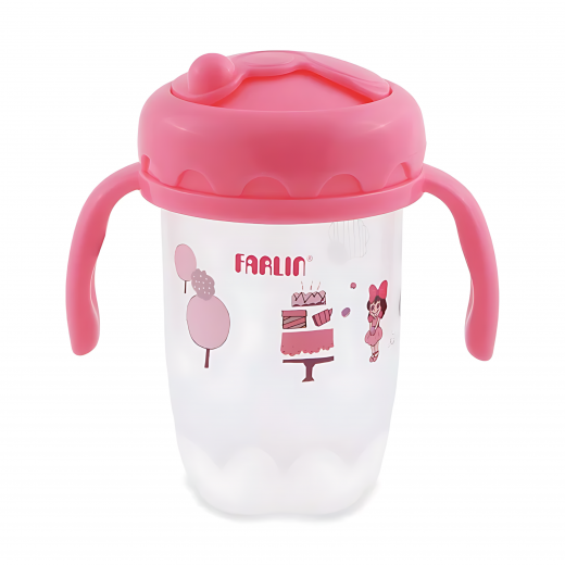 Farlin, Straw Drinking Cup +9, 240ML, Pink