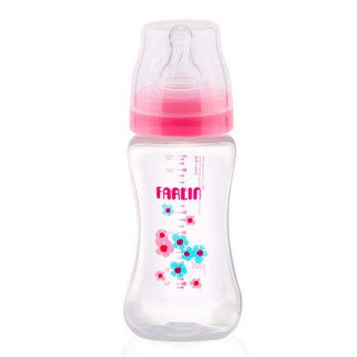 Farlin, Wide Neck Feeding Bottle, Pink, 270Ml, 3 Months+