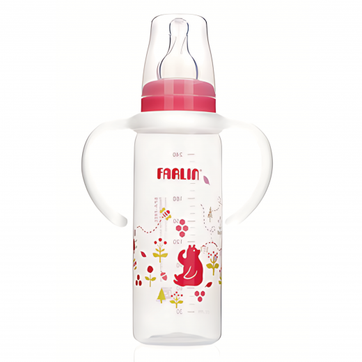 Farlin Standard Neck Feeder with Handle, 240ml, Pink