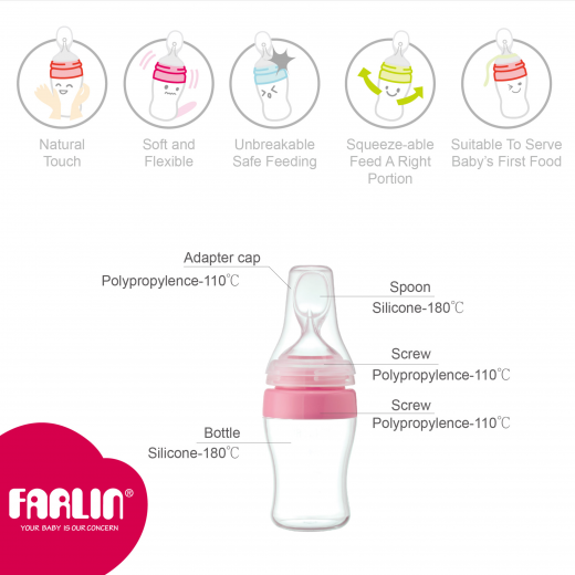 Farlin 150 Wide Neck Transbottle Silicone Feeder (Pink)