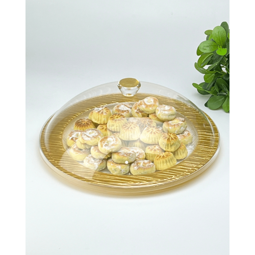 Vague Acrylic Serving Set Round Bark Golden 31 centimeter