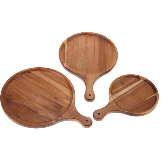 Vague Round Wooden Food Tray 40 Cm