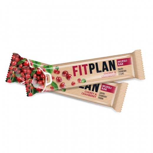 FitPlan Cherry and Cranberry Muesli Bar with Stevia, 30 Bars ( 1 Full Show Box )