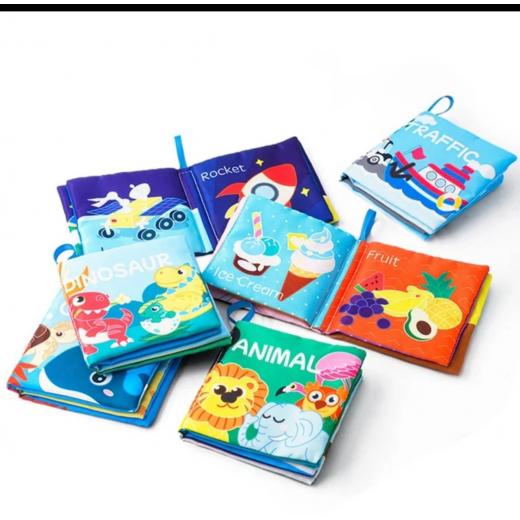 Baby puzzle enlightenment toys, baby cloth mini books, multicolor, 6 pieces ,10,5*10,5