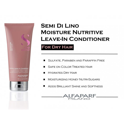 Alfaparf Milano Semi di Lino Moisture Nutritive Conditioner Set for Dry Hair - Sulfate Free Moisturizing Conditioner - Adds Shine and Softness 250 ml