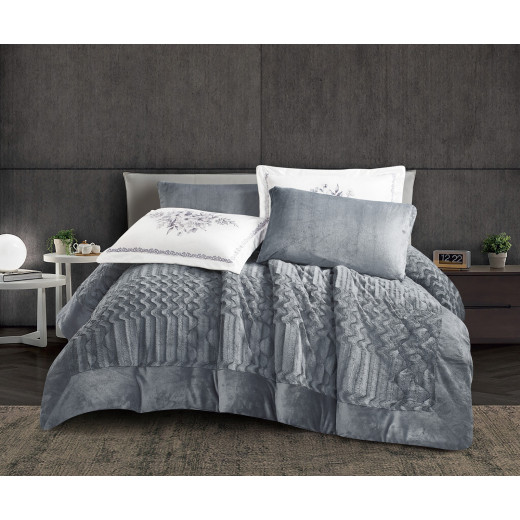 Oxford home caroline flannel comforter set king size 6 pcs