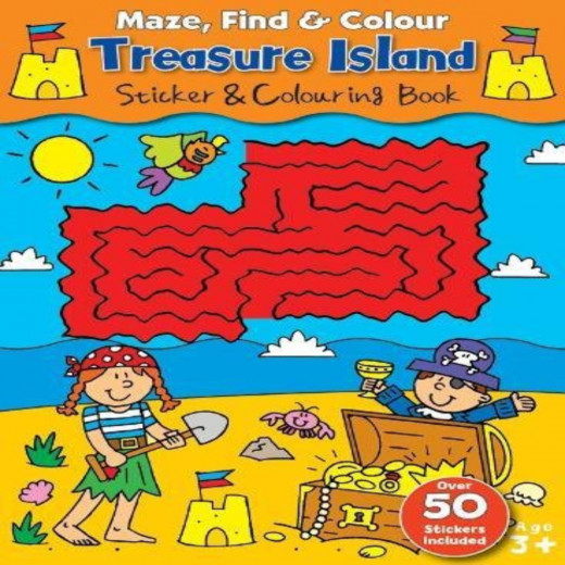 Maze, Find & Colour Treasure Island