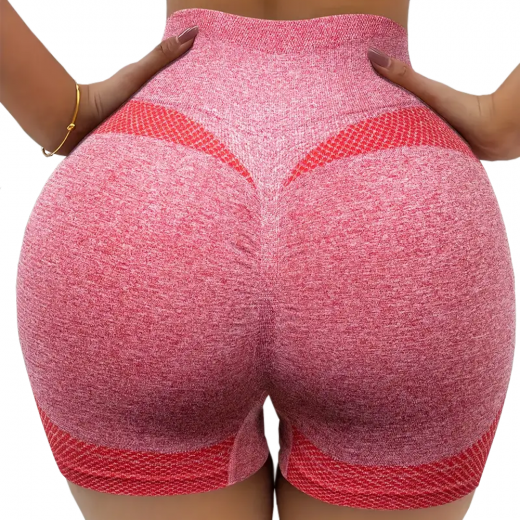 High waist stretchable breathable yoga and fitness shorts - Rose Pink S size