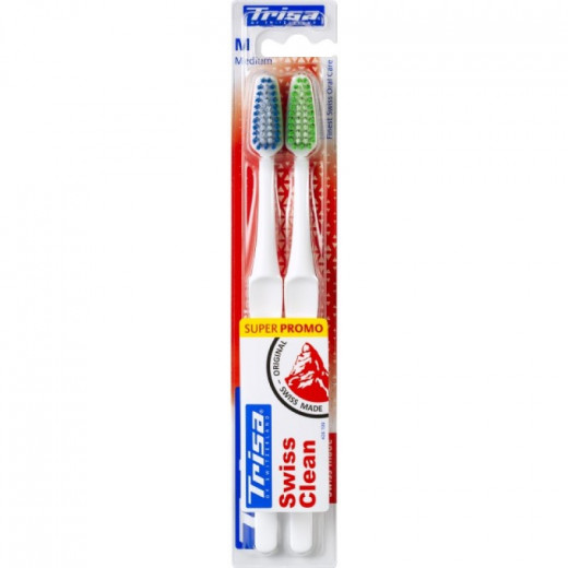 Trisa swiss clean medium toothbrush 2pcs