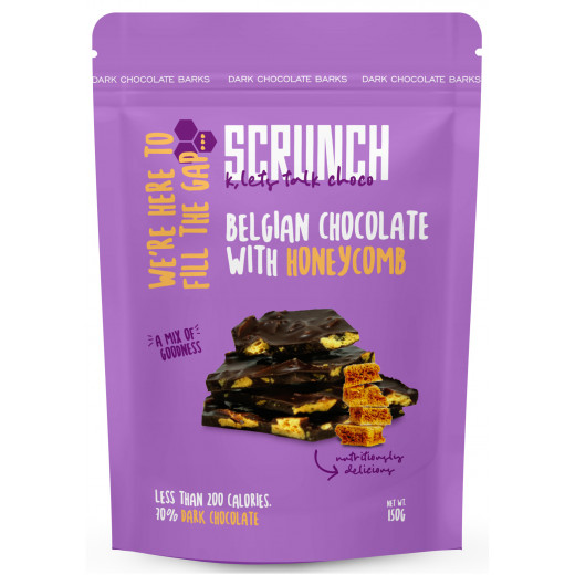 Scrunch Belgian Dark Chocolate Barks with Honeycomb - 150gm