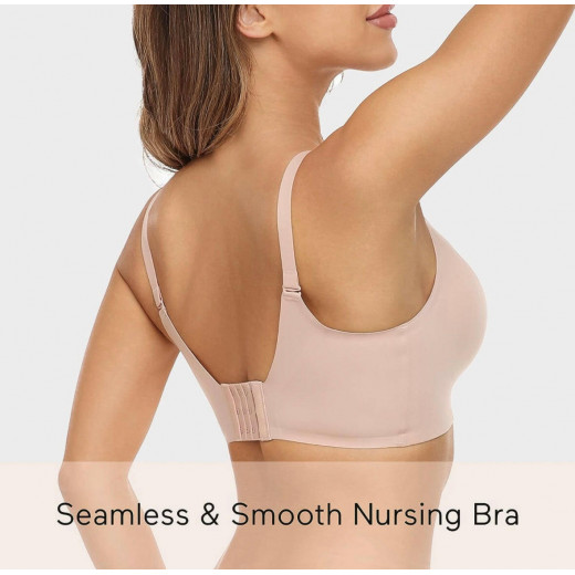 Momcozy Seamless Nursing Bra, Beige, Small