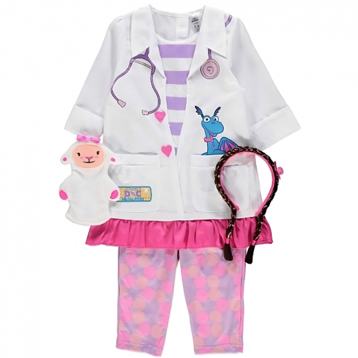 George, Doc McStuffins Disney Costume, Pink and white, 6/8 years