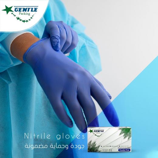 Gentle Nitrile Gloves Blue (Powder Free) - 100 Pieces - Large