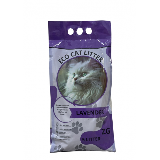 Eco Cat Litter , Cat Litter , 5 liter, One bag, purple, Lavender scented