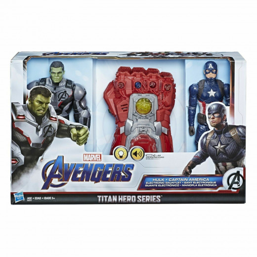 Hasbro | Titan Hero Series Hulk, Captain America & Electronic Gauntlet Action Figure Set