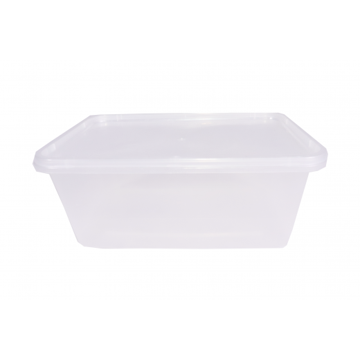 RZ Plastic Containers Rectangle Clear 1000g Microwavable with Lid - 60 Pieces